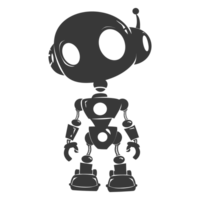 ai generato silhouette carino robot nero colore solo pieno corpo png