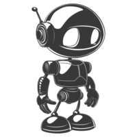 AI generated Silhouette cute robot black color only full body png