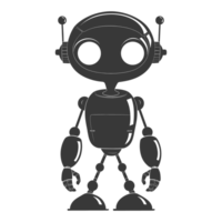 ai généré silhouette mignonne robot noir Couleur seulement plein corps png