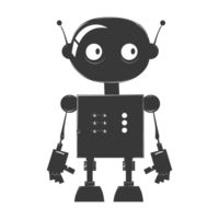 ai généré silhouette mignonne robot noir Couleur seulement plein corps png