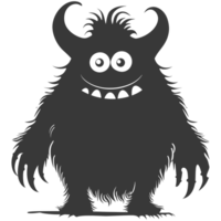 AI generated Silhouette cute monster black color only full body png