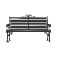 AI generated Silhouette Park bench black color only png