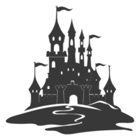 AI generated Silhouette sand castle black color only png