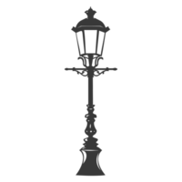 AI generated Silhouette Park lamp black color only png