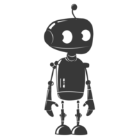 AI generated Silhouette cute robot black color only full body png