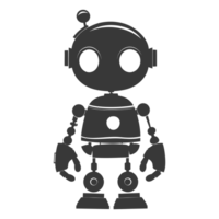 ai generado silueta linda robot negro color solamente lleno cuerpo png