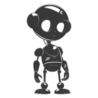 AI generated Silhouette cute robot black color only full body png