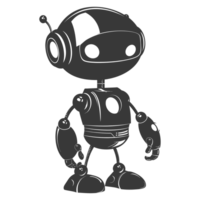 AI generated Silhouette cute robot black color only full body png