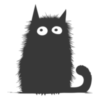 AI generated Silhouette cute cat monster black color only full body png