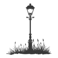 AI generated Silhouette Park lamp black color only png