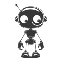 AI generated Silhouette cute robot black color only full body png