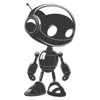 AI generated Silhouette cute robot black color only full body png