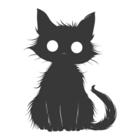 AI generated Silhouette cute cat zombie black color only full body png