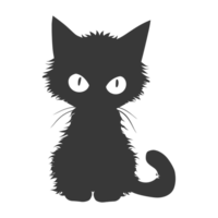 AI generated Silhouette cute cat monster black color only full body png