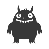 ai gegenereerd silhouet schattig monster zwart kleur enkel en alleen vol lichaam png