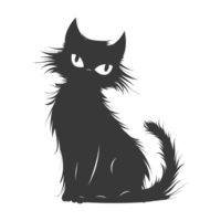 AI generated Silhouette cute cat monster black color only full body png