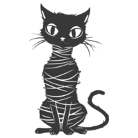 AI generated Silhouette cute cat mummy black color only full body png