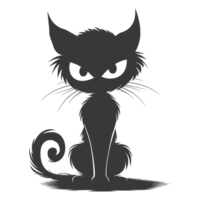 ai generato silhouette carino gatto mostro nero colore solo pieno corpo png