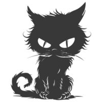 AI generated Silhouette cute cat monster black color only full body png