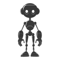 ai generado silueta linda robot negro color solamente lleno cuerpo png