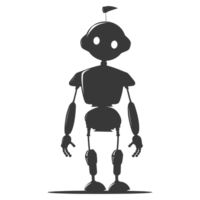 AI generated Silhouette cute robot black color only full body png