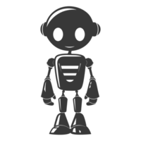 ai généré silhouette mignonne robot noir Couleur seulement plein corps png