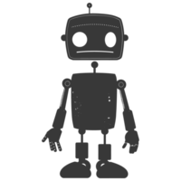 AI generated Silhouette cute robot black color only full body png
