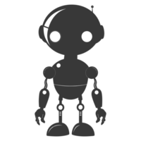 ai generado silueta linda robot negro color solamente lleno cuerpo png