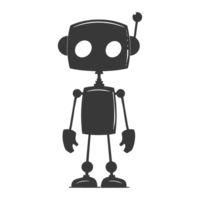 ai generato silhouette carino robot nero colore solo pieno corpo png