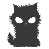 AI generated Silhouette cute cat monster black color only full body png