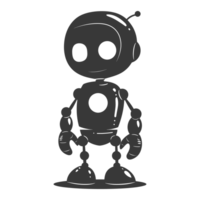 AI generated Silhouette cute robot black color only full body png