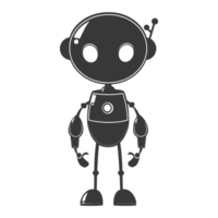 ai generado silueta linda robot negro color solamente lleno cuerpo png