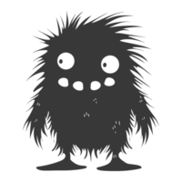 AI generated Silhouette cute monster black color only full body png