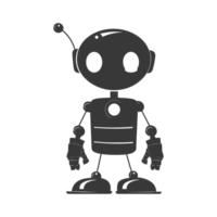 ai generado silueta linda robot negro color solamente lleno cuerpo png