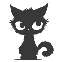 AI generated Silhouette cute cat monster black color only full body png