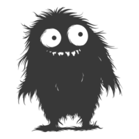 AI generated Silhouette cute monster black color only full body png