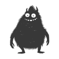 AI generated Silhouette cute monster black color only full body png