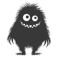 AI generated Silhouette cute monster black color only full body png