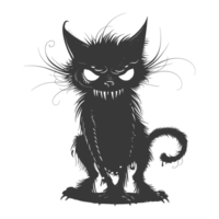 AI generated Silhouette cute cat zombie black color only full body png