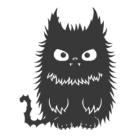 AI generated Silhouette cute cat monster black color only full body png