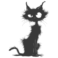 AI generated Silhouette cute cat zombie black color only full body png