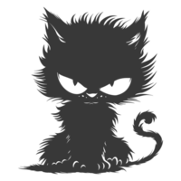 ai generado silueta linda gato monstruo negro color solamente lleno cuerpo png