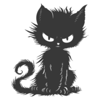 ai generado silueta linda gato monstruo negro color solamente lleno cuerpo png
