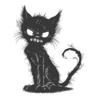 ai generato silhouette carino gatto zombie nero colore solo pieno corpo png