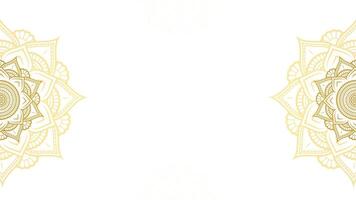 dourado harmonia em branco branco horizontal fundo decorado com looping animação ouro contorno do lótus mandala video