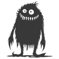 AI generated Silhouette cute monster black color only full body png