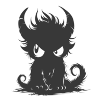 ai gegenereerd silhouet schattig monster zwart kleur enkel en alleen vol lichaam png