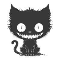 AI generated Silhouette cute cat zombie black color only full body png