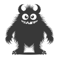 AI generated Silhouette cute monster black color only full body png