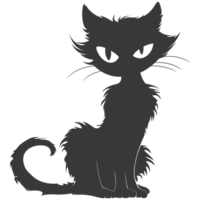 AI generated Silhouette cute cat zombie black color only full body png